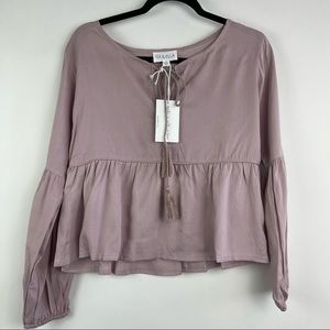 ISA & Ella Blush Pink Tassel Peasant Top Size Medium
